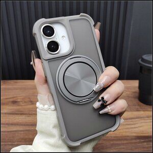 Gray Rugged Case with Brushed Metal Ring Stand
